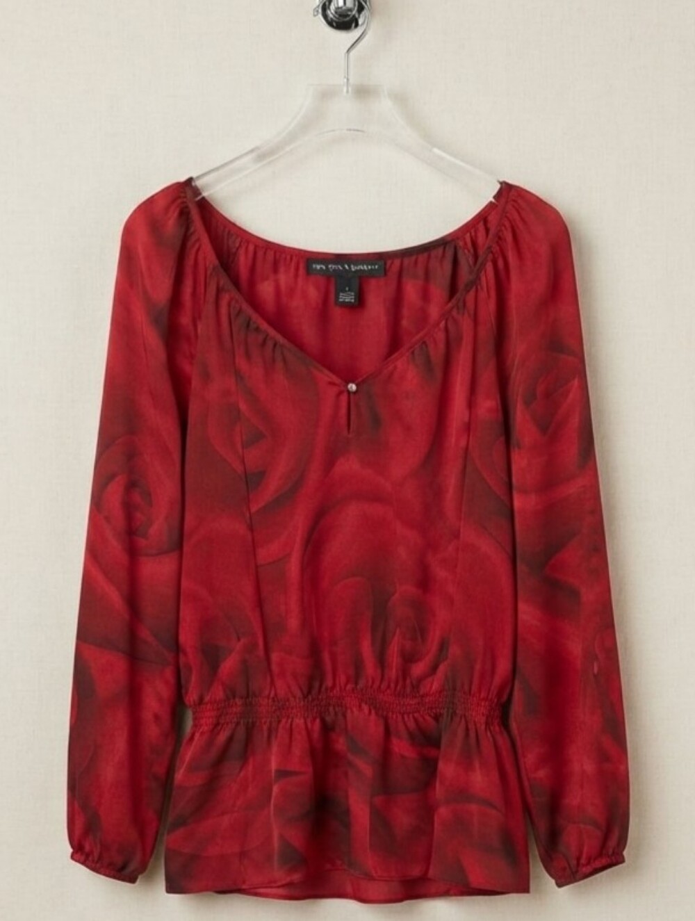 New York & Company Red Rose Blouse